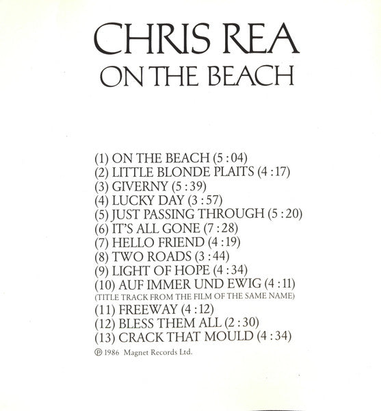Chris Rea : On The Beach (CD, Album, RE, RP)