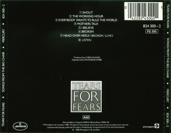 Tears For Fears : Songs From The Big Chair (CD, Album, RE, PMD)