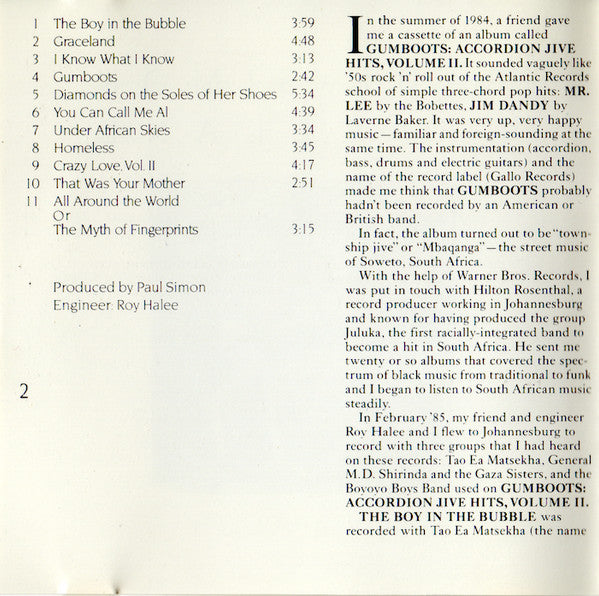 Paul Simon : Graceland (CD, Album)