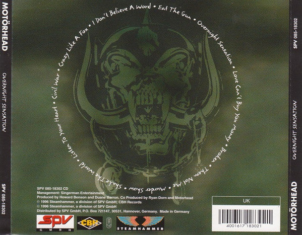 Motörhead : Overnight Sensation (CD, Album)
