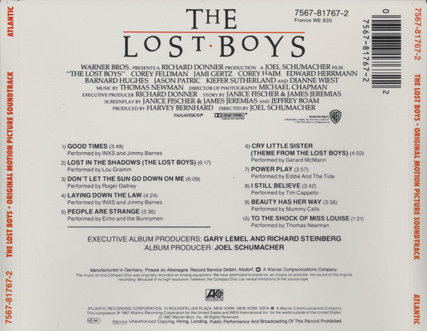 Various : The Lost Boys (Original Motion Picture Soundtrack) (CD, Comp)