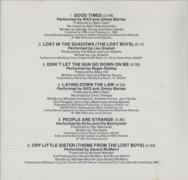 Various : The Lost Boys (Original Motion Picture Soundtrack) (CD, Comp)