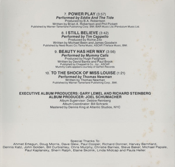 Various : The Lost Boys (Original Motion Picture Soundtrack) (CD, Comp)
