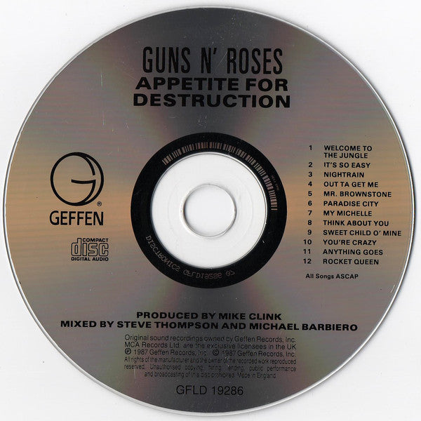 Guns N' Roses : Appetite For Destruction (CD, Album, RE)