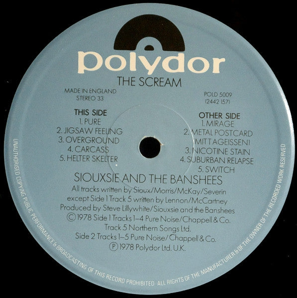 Siouxsie And The Banshees* : The Scream (LP, Album, RP, Spe)