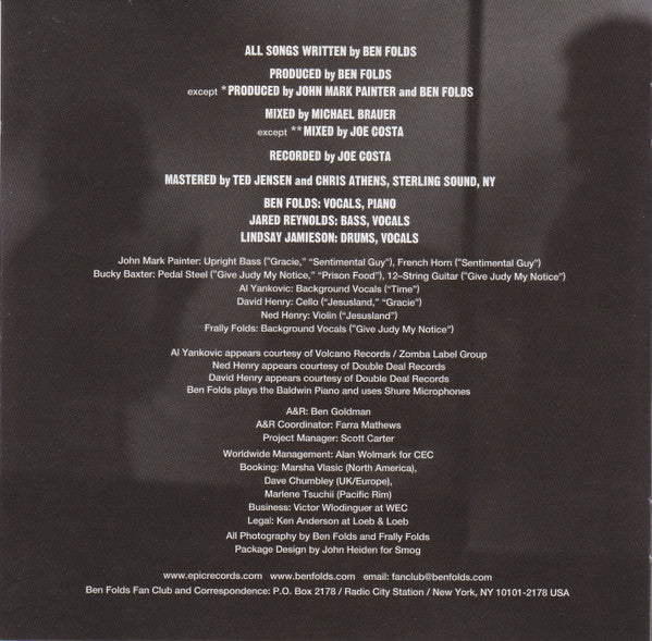 Ben Folds : Songs For Silverman (CD, Album)