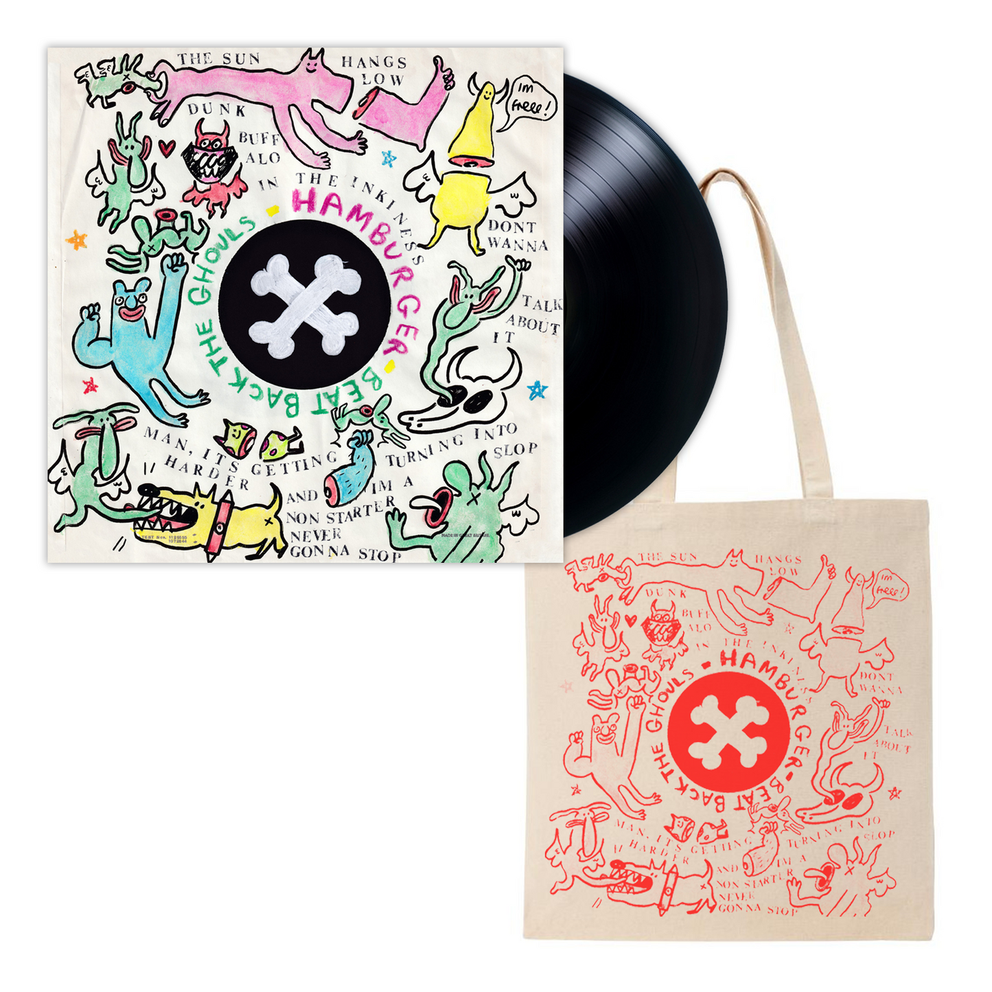 Hamburger - Beat Back The Ghouls 12" & Tote Bundle