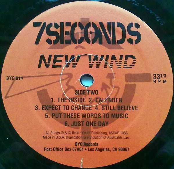 USED: 7 Seconds - New Wind (LP, Album, RE, Ora) - Used - Used
