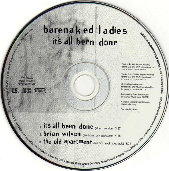 USED: Barenaked Ladies - It's All Been Done (CD, Single) - Used - Used