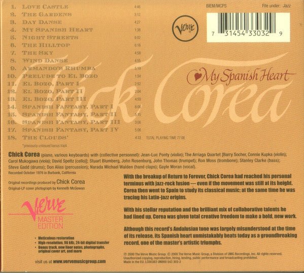 USED: Chick Corea - My Spanish Heart (CD, Album, RE, RM, Dig) - Used - Used