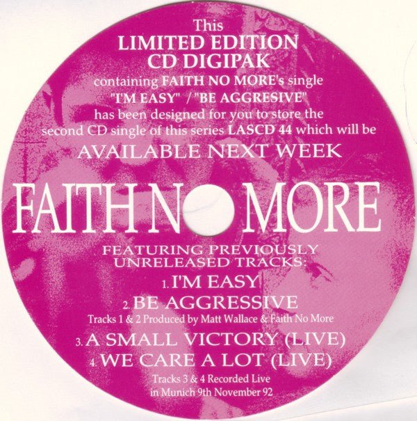 USED: Faith No More - I'm Easy (Live) / Be Aggressive (Live) (CD, Single, Ltd, CD1) - Used - Used