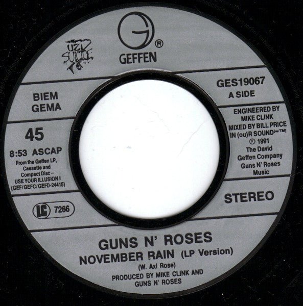 USED: Guns N' Roses - November Rain (7", Single) - Used - Used