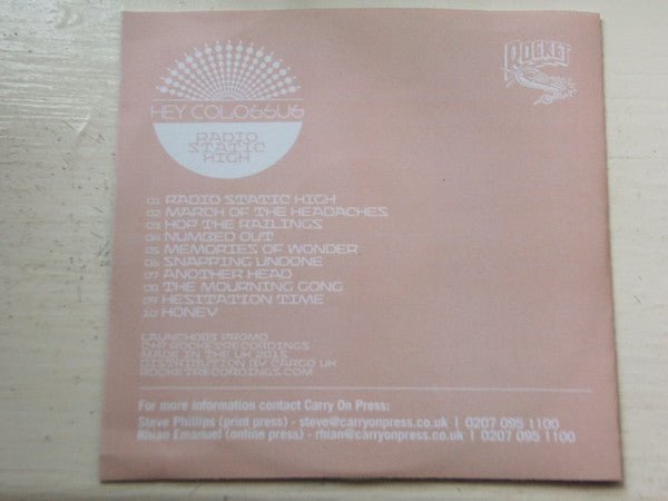 USED: Hey Colossus - Radio Static High (CDr, Album, Promo) - Used - Used