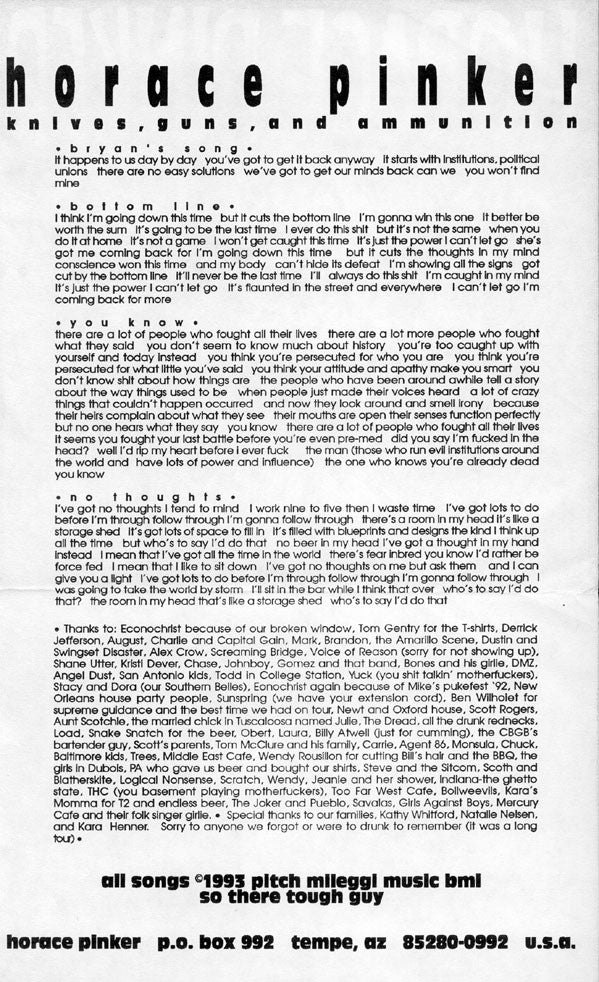 USED: Horace Pinker - Knives, Guns, And Ammunition (7") - Used - Used