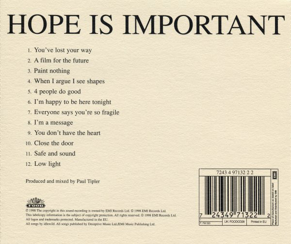 USED: Idlewild - Hope Is Important (CD, Album) - Used - Used