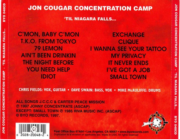 USED: Jon Cougar Concentration Camp - 'Til Niagara Falls... (CD, Album) - Used - Used