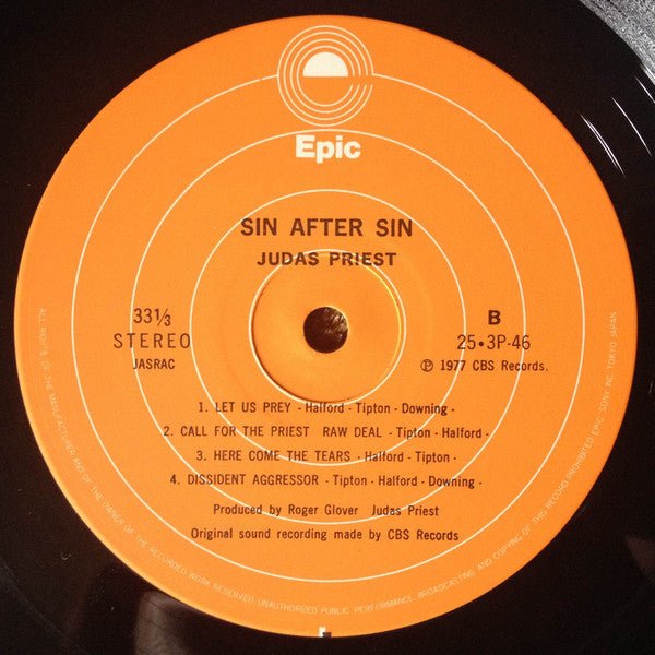 USED: Judas Priest = Judas Priest - Sin After Sin = 背信の門 (LP, Album, RE) - Used - Used