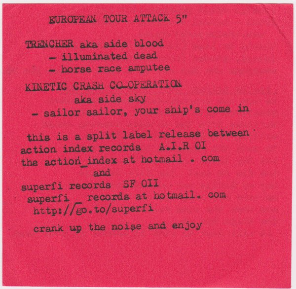 USED: Kinetic - Crash - Co - operation* / Trencher - Kinetic - Crash - Co - operation / Trencher (5", Blu) - Used - Used