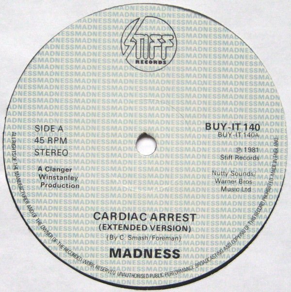 USED: Madness - Cardiac Arrest (Extended 12" Version) (12", Single, Has) - Used - Used