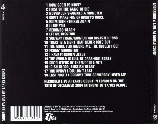 USED: Morrissey - Live At Earls Court (CD, Album) - Used - Used