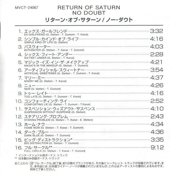 USED: No Doubt - Return Of Saturn (CD, Album) - Used