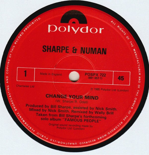 USED: Sharpe And Numan* - Change Your Mind (12", Single) - Used - Used