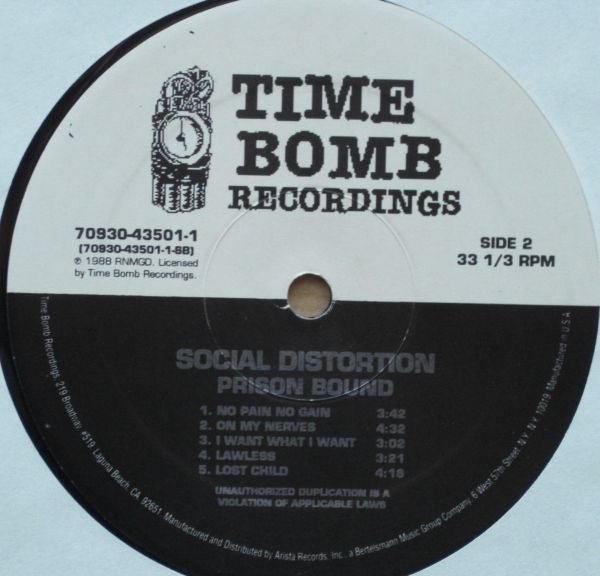 USED: Social Distortion - Prison Bound (LP, Album, RE) - Used - Used