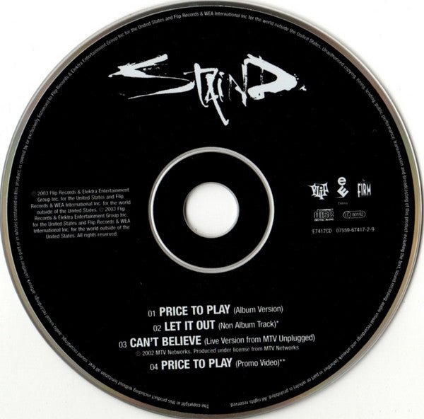 USED: Staind - Price To Play (CD, Single, Enh) - Used - Used