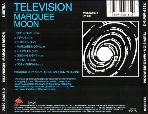 USED: Television - Marquee Moon (CD, Album, RE, RP) - Used - Used
