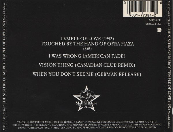 USED: The Sisters Of Mercy - Temple Of Love (1992) (CD, Single) - Used - Used