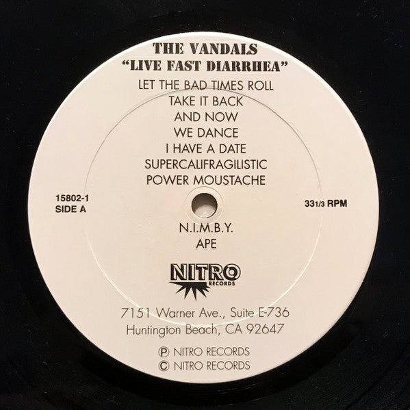 USED: The Vandals - Live Fast Diarrhea (LP, Album) - Used - Used