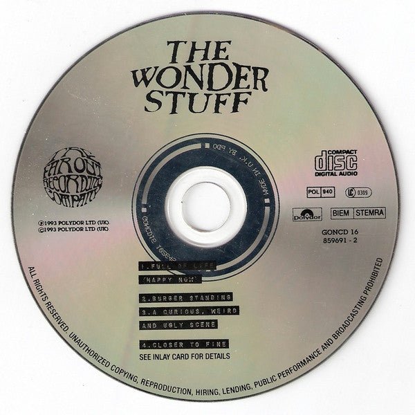 USED: The Wonder Stuff - Full Of Life (Happy Now) E.P. (CD, EP, CD1) - Used - Used