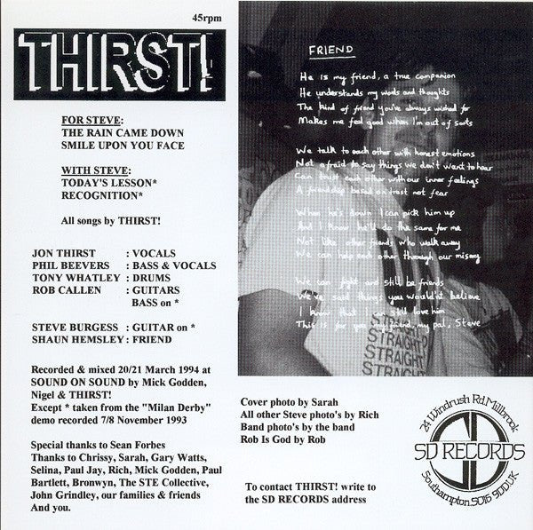 USED: Thirst! - Friend EP (7", EP) - Used - Used