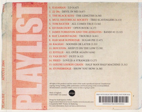 USED: Various - Playlist: August 2004 (CD, Ltd, Promo, Smplr) - Used - Used