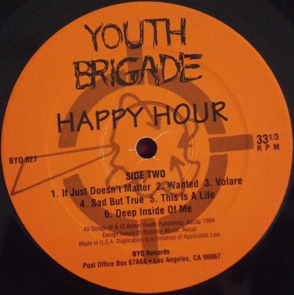 USED: Youth Brigade - Happy Hour (LP, Album) - Used - Used