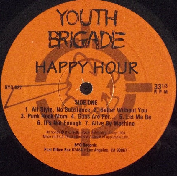 USED: Youth Brigade - Happy Hour (LP, Album) - Used - Used