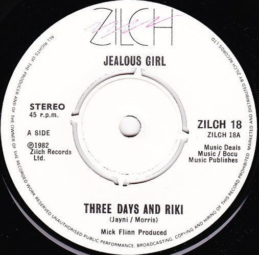 Jealous Girl : Three Days And Riki (7", Single)