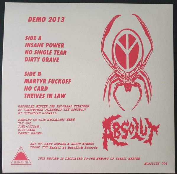 USED: Absolut (7) - Demo 2013 (12", RE, RM) - Monolith Records (5)