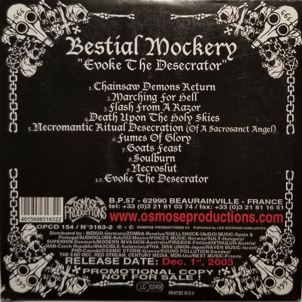 USED: Bestial Mockery - Evoke The Desecrator (CD, Album, Promo) - Used - Used