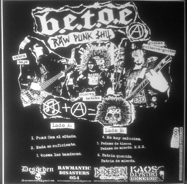 USED: B.E.T.O.E - El Inicio Del Fin (7", EP, Num) - Desörden, Rawmantic Disasters, Döderlein, Kaos D.i.ystro