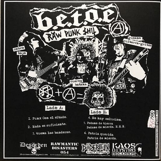 USED: B.E.T.O.E - El Inicio Del Fin (7", EP, Num) - Desörden, Rawmantic Disasters, Döderlein, Kaos D.i.ystro