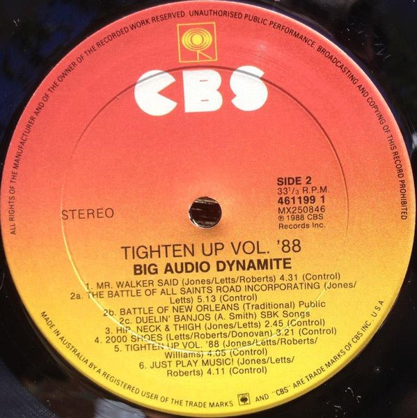 USED: Big Audio Dynamite - Tighten Up Vol. 88 (LP, Album) - Used - Used