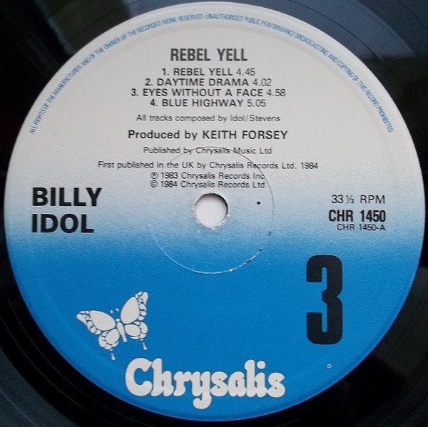 USED: Billy Idol - Rebel Yell (LP, Album) - Used - Used