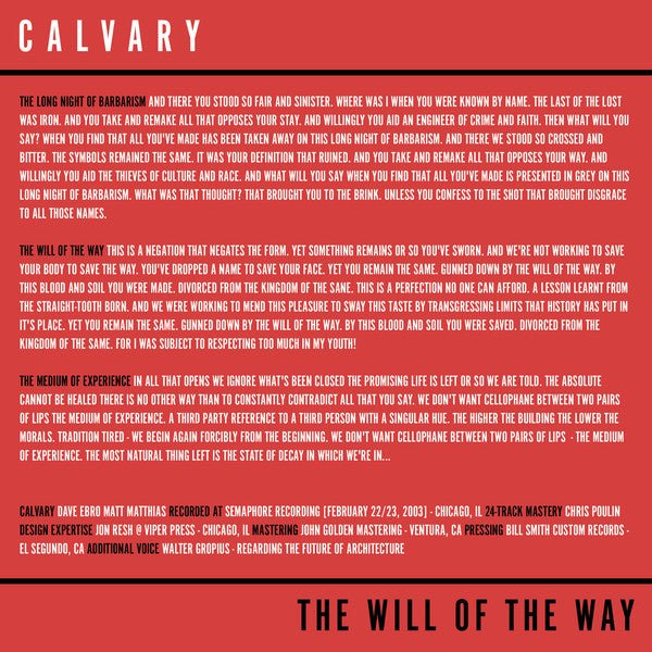 USED: Calvary (3) - The Will Of The Way (7") - Council Records