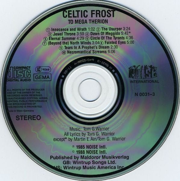 USED: Celtic Frost - To Mega Therion (CD, Album, RE) - Used - Used