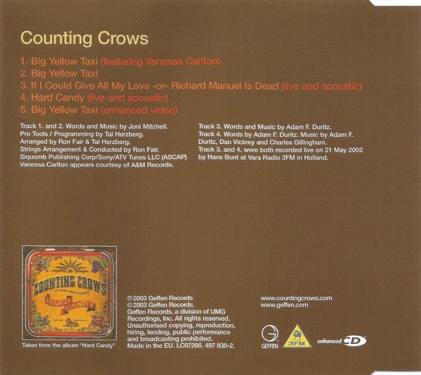 USED: Counting Crows Featuring Vanessa Carlton - Big Yellow Taxi (CD, Maxi, Enh) - Used - Used