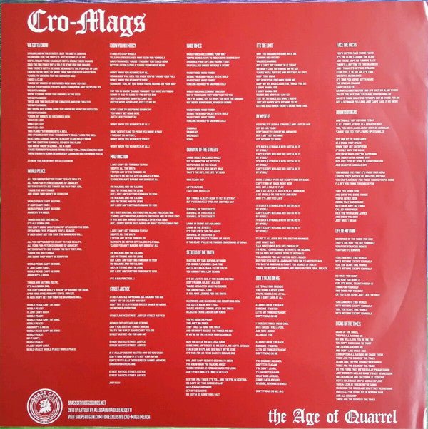 USED: Cro-Mags - The Age Of Quarrel (LP, RE, RM, 180) - Used - Used