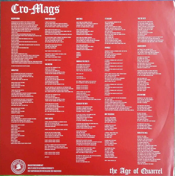 USED: Cro-Mags - The Age Of Quarrel (LP, RE, RM, 180) - Used - Used