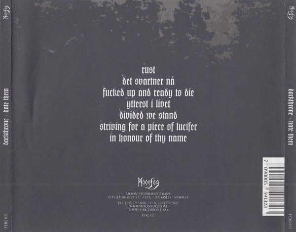 USED: Darkthrone - Hate Them (CD, Album) - Used - Used