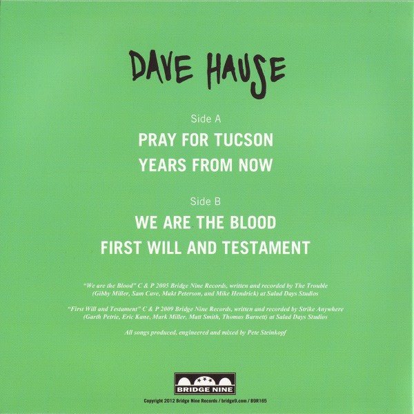 USED: Dave Hause - Pray For Tucson (7", Ltd, Tea) - Used - Used